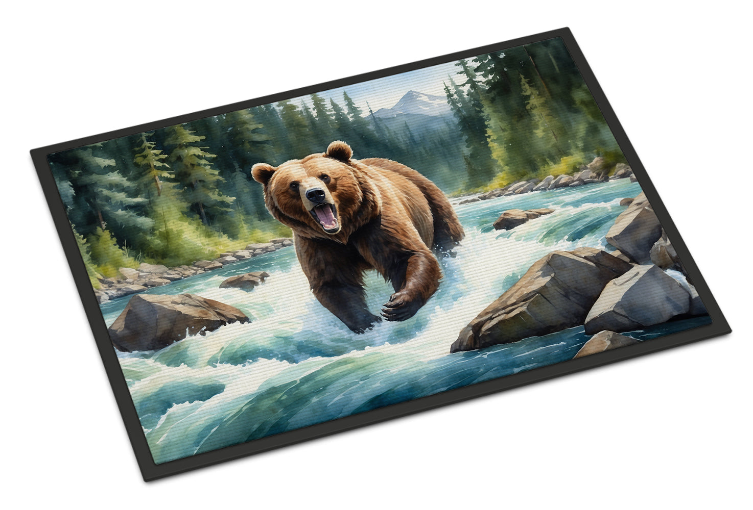 Alaskan Wilderness Grizzly Bear Doormat Indoor Outdoor 18H X 27W Front Door Mat Rugs for Entryway, Non Slip Washable