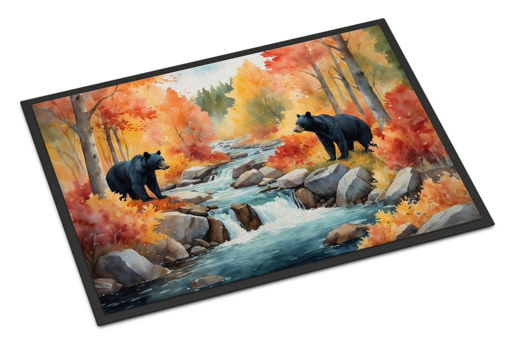 Bears Autumn in the Woods Doormat Indoor Outdoor 18H X 27W Front Door Mat Rugs for Entryway, Non Slip Washable
