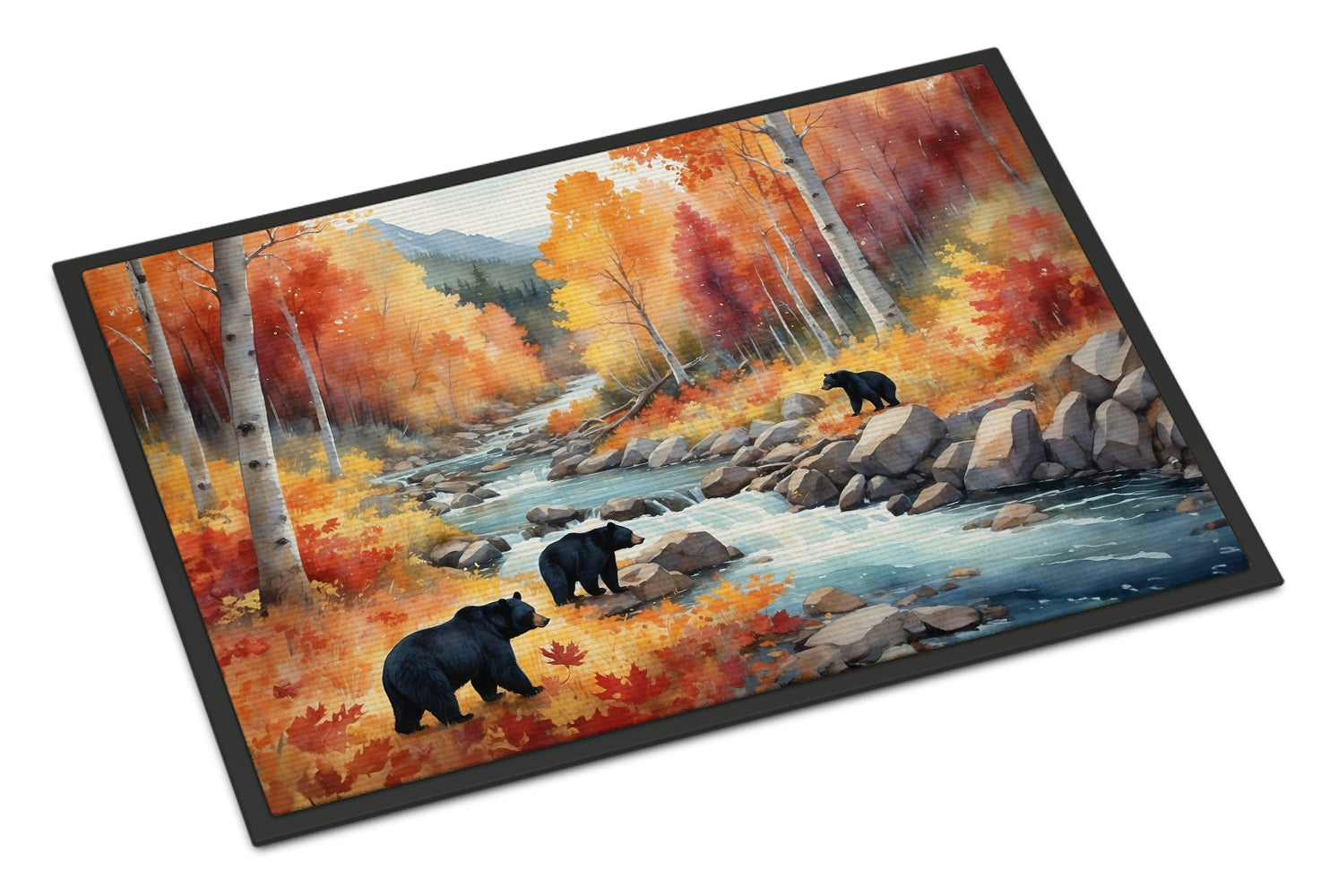 Bears Autumn in the Woods Doormat Indoor Outdoor 24H X 36W Front Door Mat Rugs for Entryway, Non Slip Washable Low Pile,