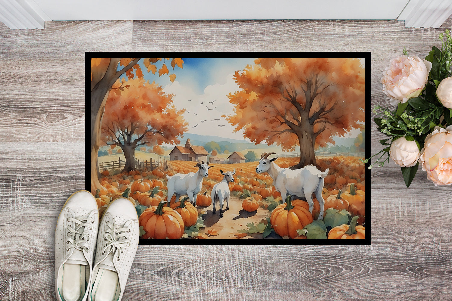 Autumn Goats Doormat Indoor Outdoor 18H X 27W Front Door Mat Rugs for Entryway, Non Slip Washable