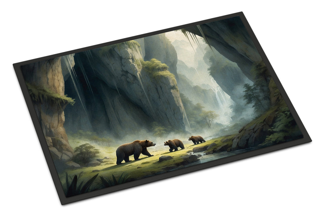 Cave Bears Doormat Indoor Outdoor 24H X 36W Front Door Mat Rugs for Entryway, Non Slip Washable Low Pile,