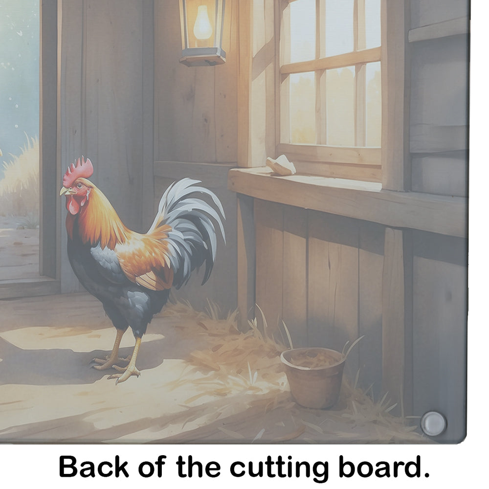 Chickens in the Coop Cutting Board Tempered Glass Kitchen Cutting Surface, Heat Resistant Chopping, Non-Slip Feet, Food Prep & Serving