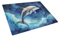 Dolphin in a Starry Sea Cutting Board Tempered Glass Kitchen Cutting Surface, Heat Resistant Chopping, Non-Slip Feet, Food Prep & Serving