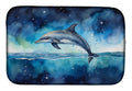 Dolphin in a Starry Sea Dish Drying Mat Absorbent Dish Drying Mat Pad for Kitchen Counter Dish Drainer Mat for Countertop, 14 x 21", Multicolor