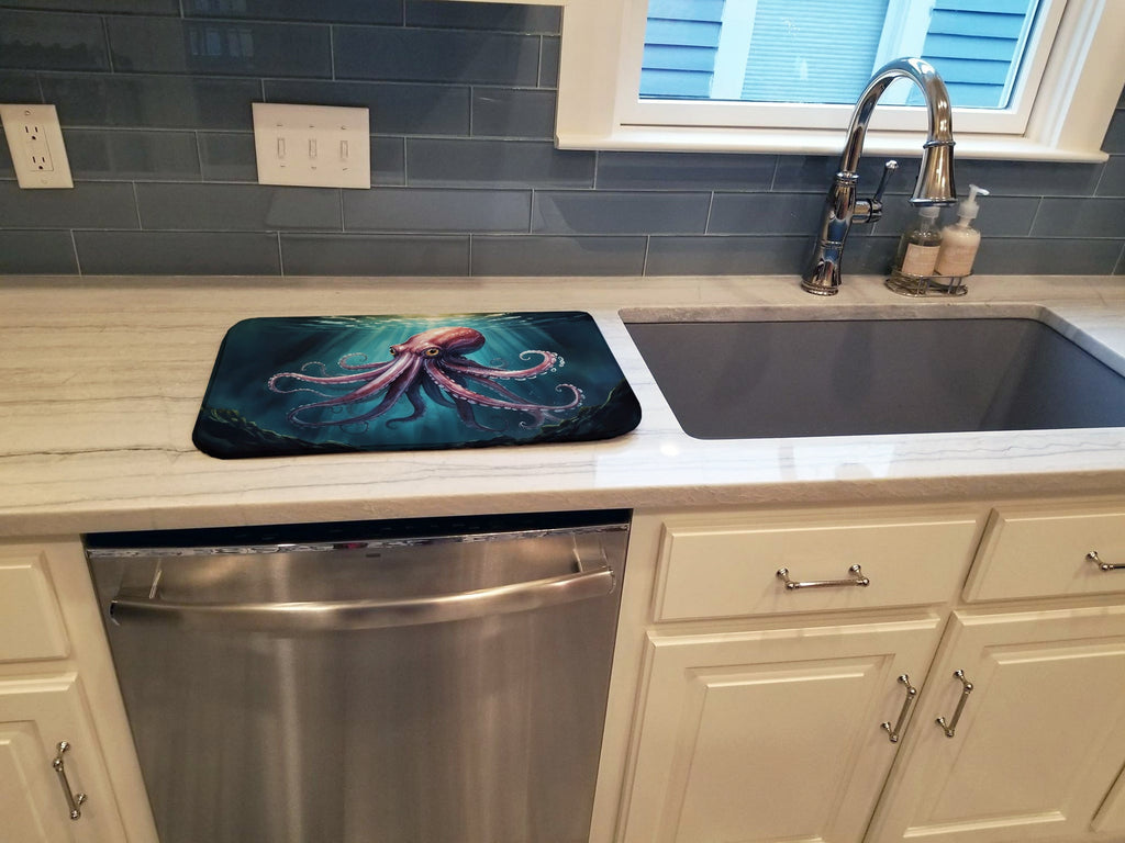 Giant Squid Dish Drying Mat Absorbent Dish Drying Mat Pad for Kitchen Counter Dish Drainer Mat for Countertop, 14 x 21", Multicolor