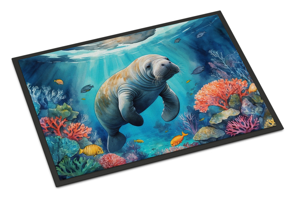 Manatee and Coral Reefs Doormat Indoor Outdoor 18H X 27W Front Door Mat Rugs for Entryway, Non Slip Washable