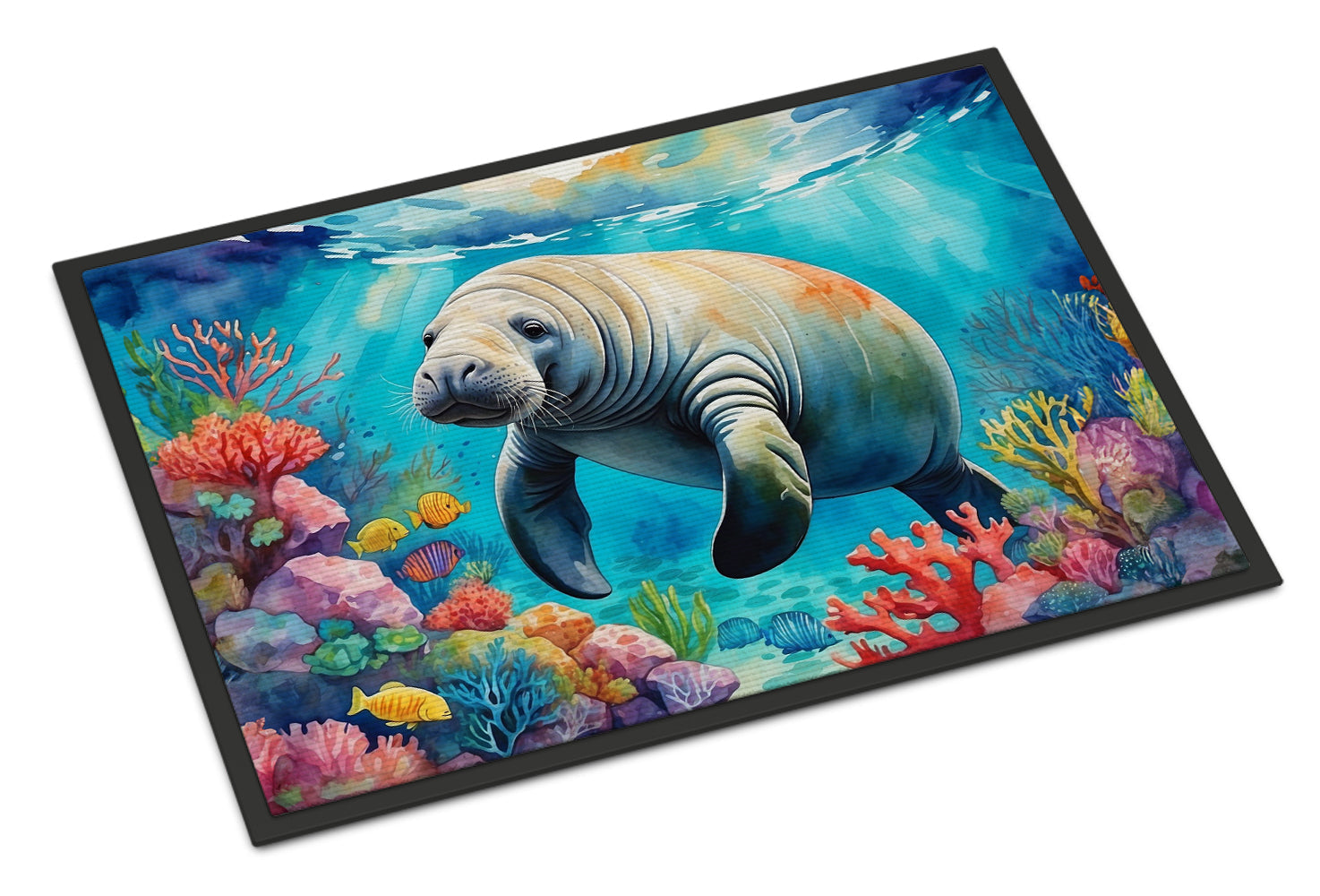 Manatee and Coral Reefs Doormat Indoor Outdoor 18H X 27W Front Door Mat Rugs for Entryway, Non Slip Washable