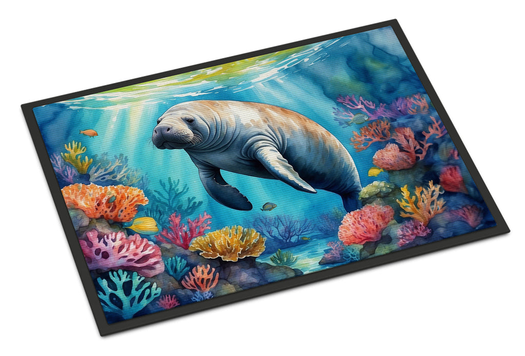 Manatee and Coral Reefs Doormat Indoor Outdoor 18H X 27W Front Door Mat Rugs for Entryway, Non Slip Washable