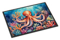 Octopus Among Coral Doormat Indoor Outdoor 18H X 27W Front Door Mat Rugs for Entryway, Non Slip Washable