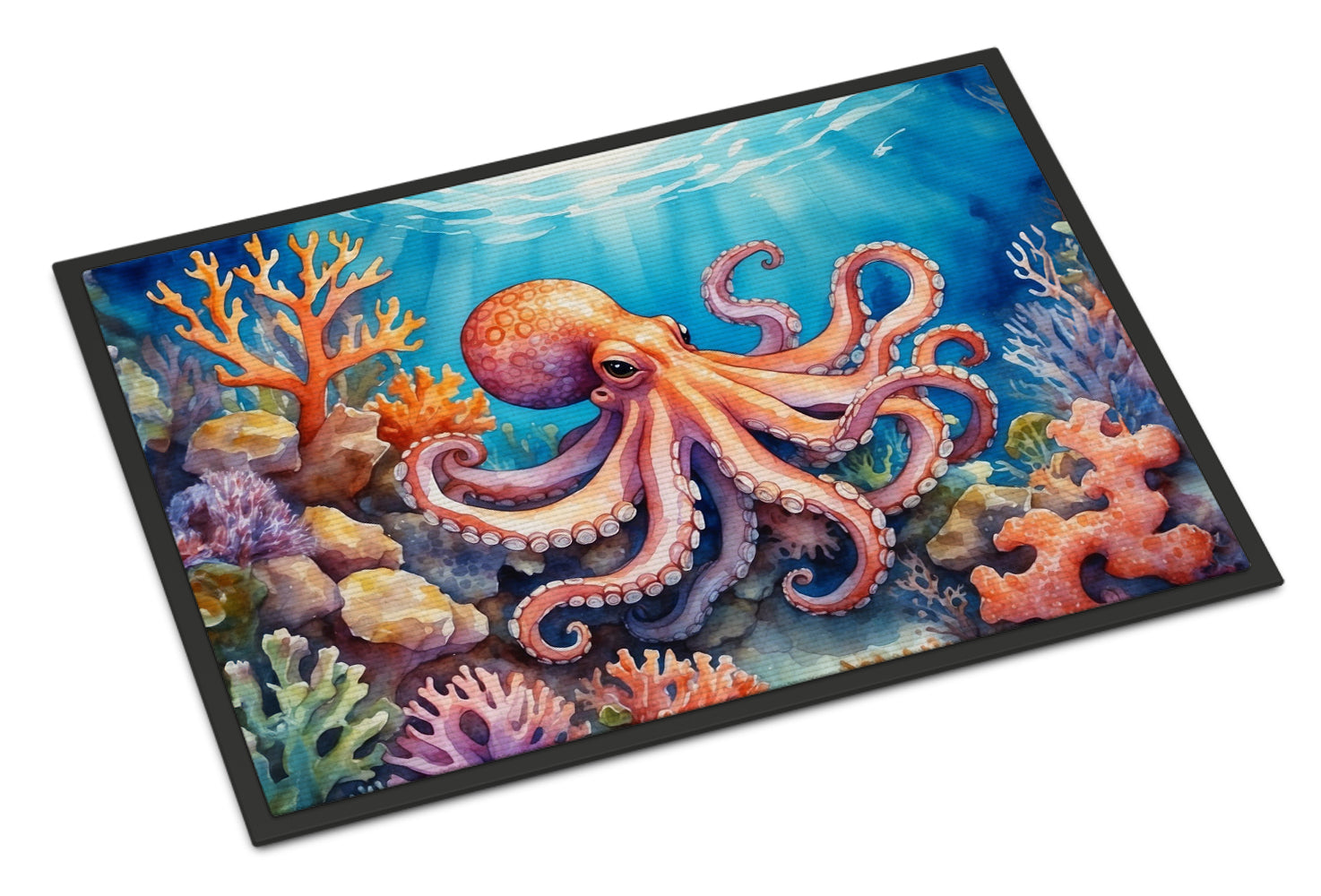 Octopus Among Coral Doormat Indoor Outdoor 24H X 36W Front Door Mat Rugs for Entryway, Non Slip Washable Low Pile,