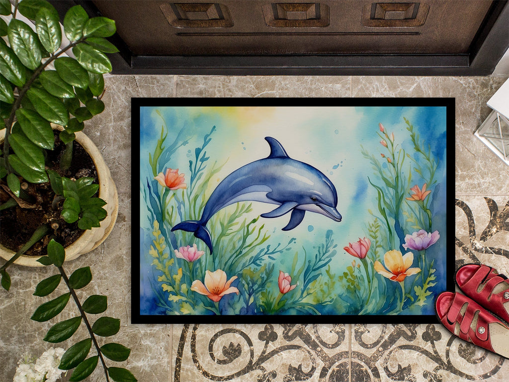Spring Dolphin Doormat Indoor Outdoor 18H X 27W Front Door Mat Rugs for Entryway, Non Slip Washable