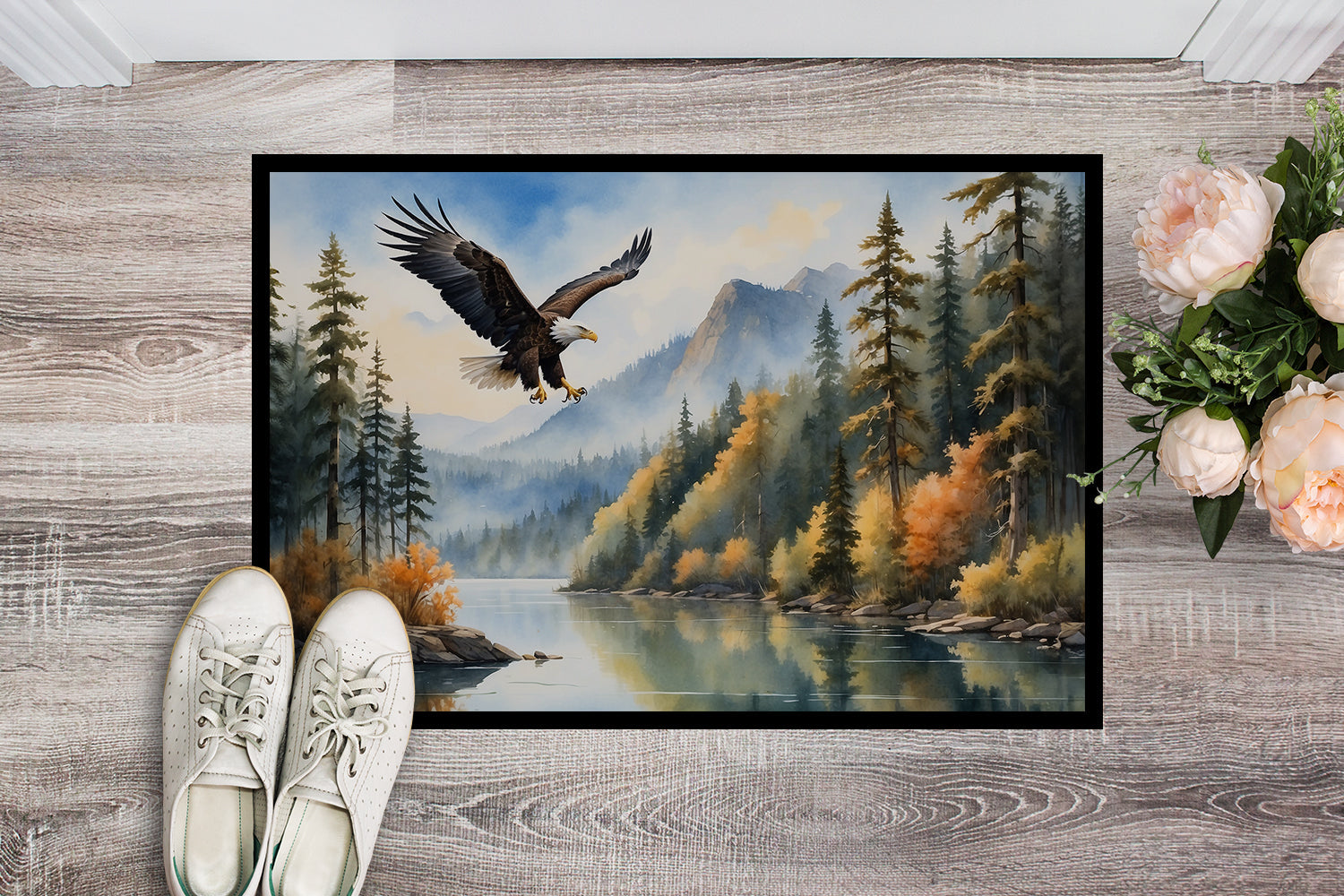 Eagle in Flight Doormat Indoor Outdoor 18H X 27W Front Door Mat Rugs for Entryway, Non Slip Washable