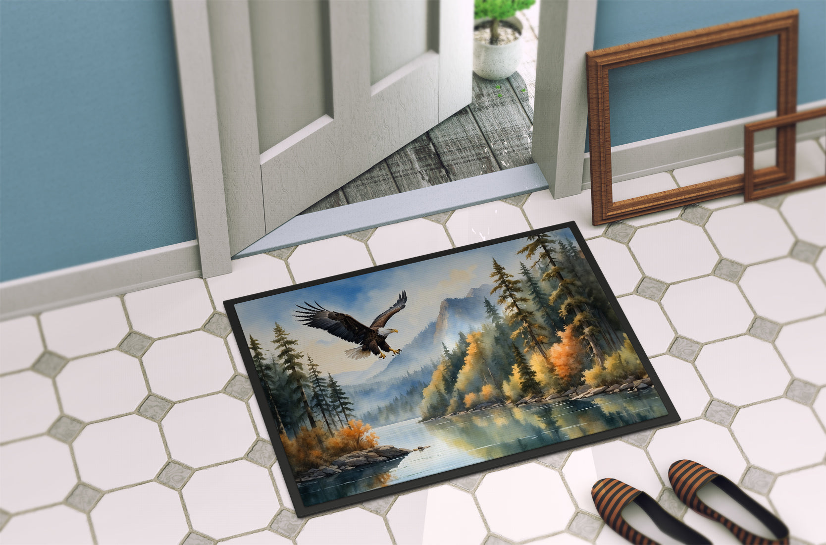 Eagle in Flight Doormat Indoor Outdoor 18H X 27W Front Door Mat Rugs for Entryway, Non Slip Washable