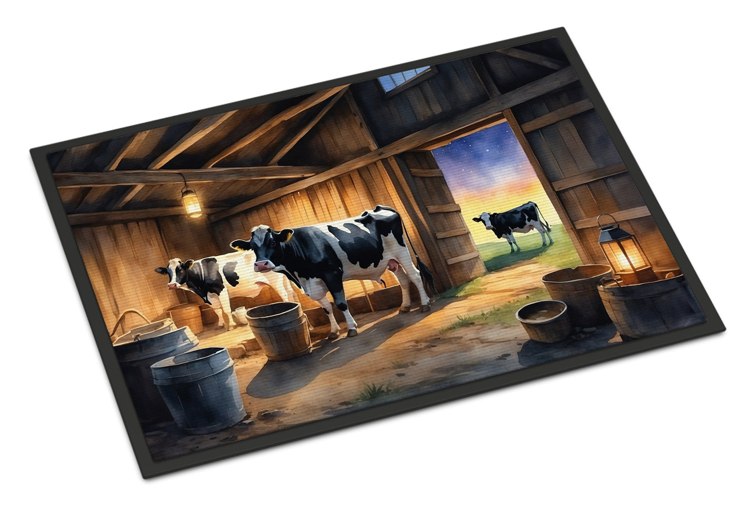 Cows Evening Milking Time Doormat Indoor Outdoor 24H X 36W Front Door Mat Rugs for Entryway, Non Slip Washable Low Pile,