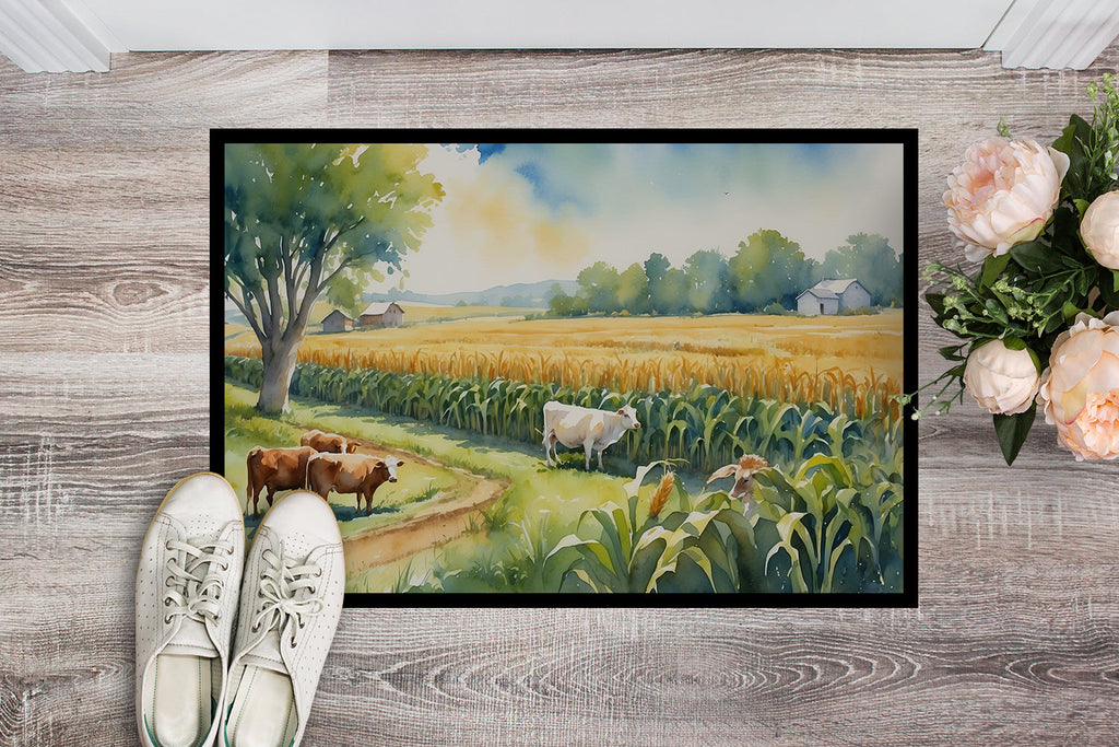 Cows by the Cornfield Doormat Indoor Outdoor 24H X 36W Front Door Mat Rugs for Entryway, Non Slip Washable Low Pile,