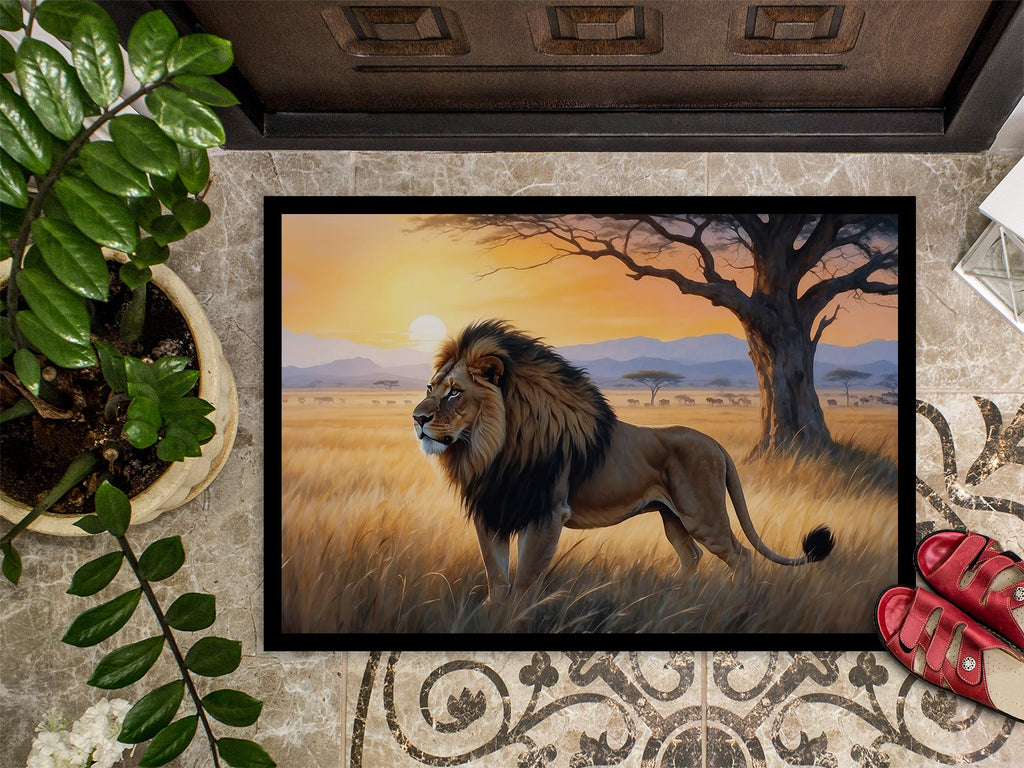 Lions at Dawn Doormat Indoor Outdoor 24H X 36W Front Door Mat Rugs for Entryway, Non Slip Washable Low Pile,