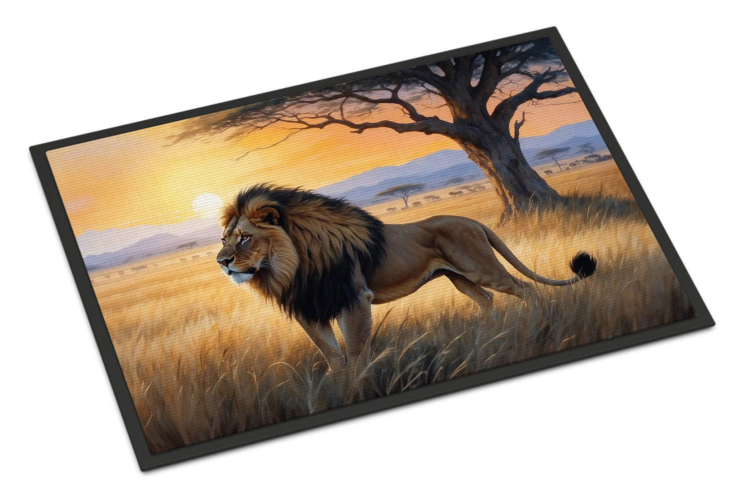 Lions at Dawn Doormat Indoor Outdoor 18H X 27W Front Door Mat Rugs for Entryway, Non Slip Washable