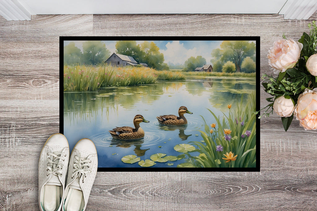 Mother Duck Doormat Indoor Outdoor 18H X 27W Front Door Mat Rugs for Entryway, Non Slip Washable