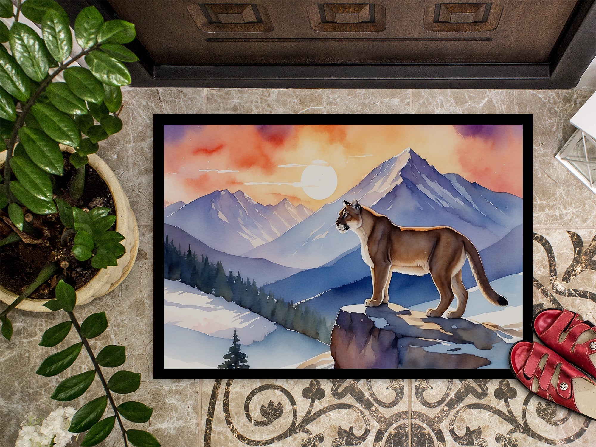 Mountain Majesty Lion Doormat Indoor Outdoor 18H X 27W Front Door Mat Rugs for Entryway, Non Slip Washable