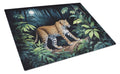 Leopard Nighttime in the Jungle Cutting Board Tempered Glass Kitchen Cutting Surface, Heat Resistant Chopping, Non-Slip Feet, Food Prep & Serving