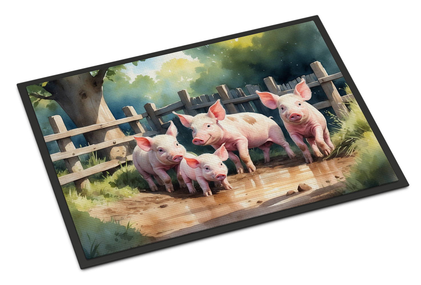 Piglets in the Mud Doormat Indoor Outdoor 18H X 27W Front Door Mat Rugs for Entryway, Non Slip Washable
