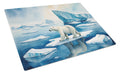 Polar Bear on the Ice Cutting Board Tempered Glass Kitchen Cutting Surface, Heat Resistant Chopping, Non-Slip Feet, Food Prep & Serving