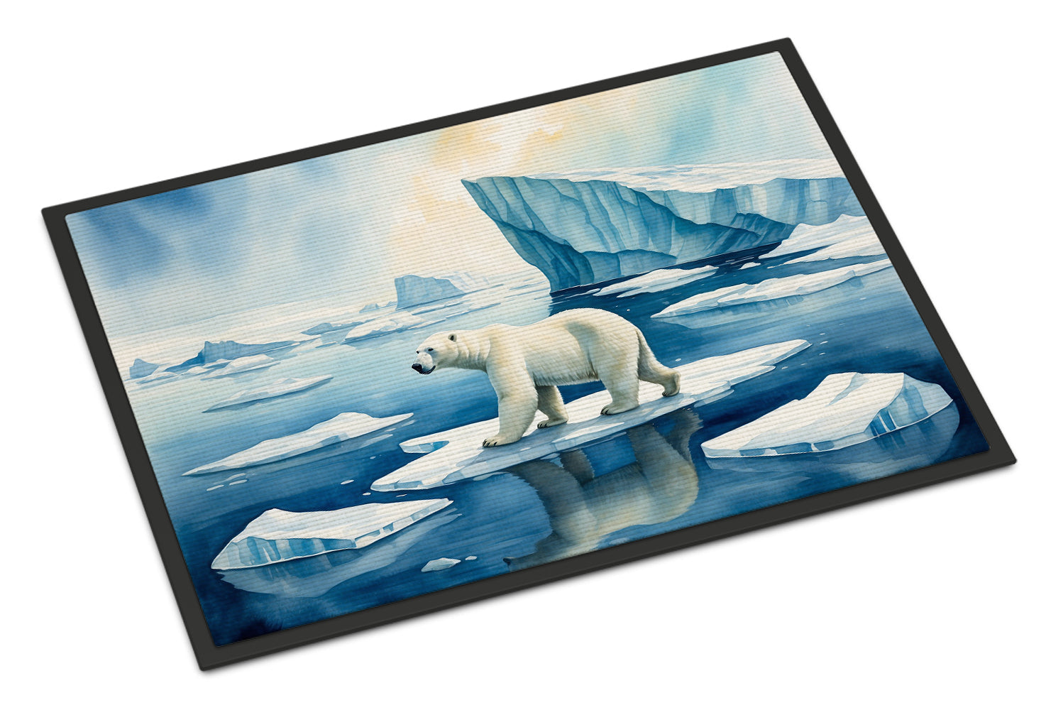 Polar Bear on the Ice Doormat Indoor Outdoor 18H X 27W Front Door Mat Rugs for Entryway, Non Slip Washable