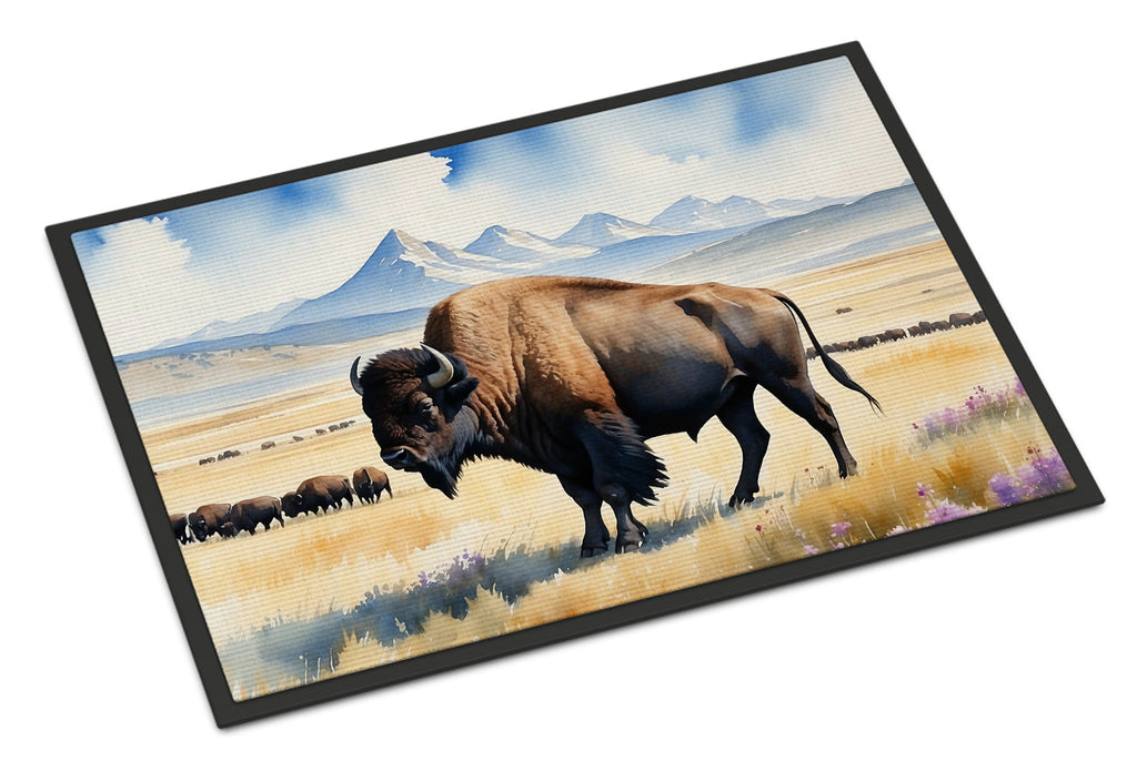 Prairie Bison Doormat Indoor Outdoor 24H X 36W Front Door Mat Rugs for Entryway, Non Slip Washable Low Pile,