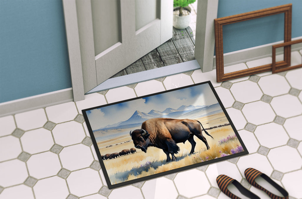 Prairie Bison Doormat Indoor Outdoor 24H X 36W Front Door Mat Rugs for Entryway, Non Slip Washable Low Pile,