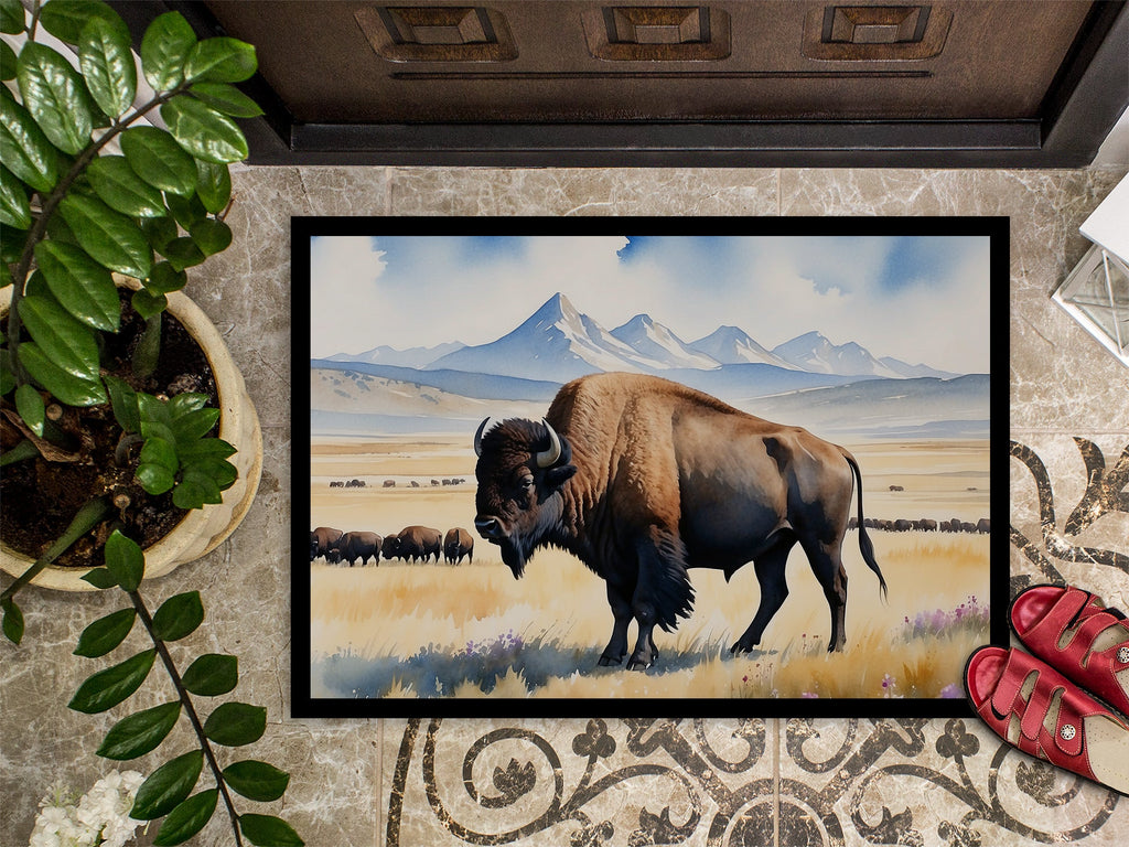 Prairie Bison Doormat Indoor Outdoor 18H X 27W Front Door Mat Rugs for Entryway, Non Slip Washable