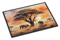 Elephants Savanna Sunrise Doormat Indoor Outdoor 18H X 27W Front Door Mat Rugs for Entryway, Non Slip Washable