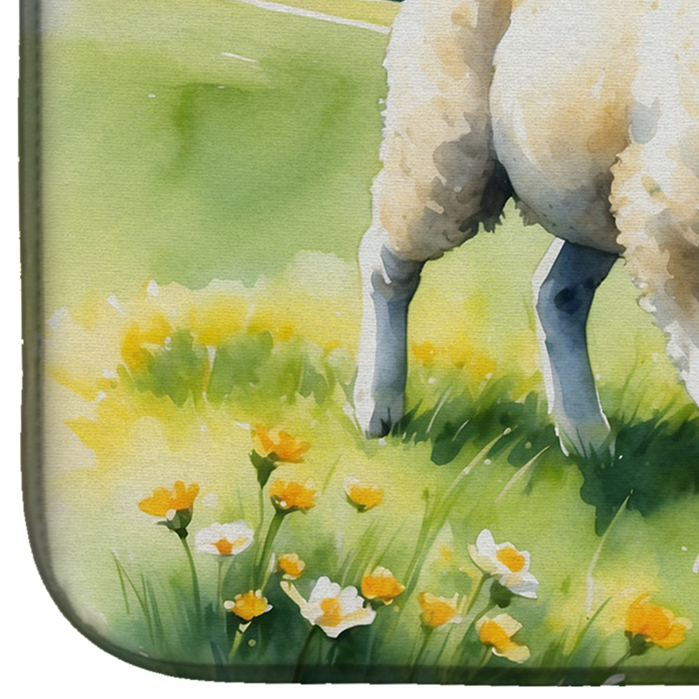 Springtime Lambs Dish Drying Mat Absorbent Dish Drying Mat Pad for Kitchen Counter Dish Drainer Mat for Countertop, 14 x 21", Multicolor