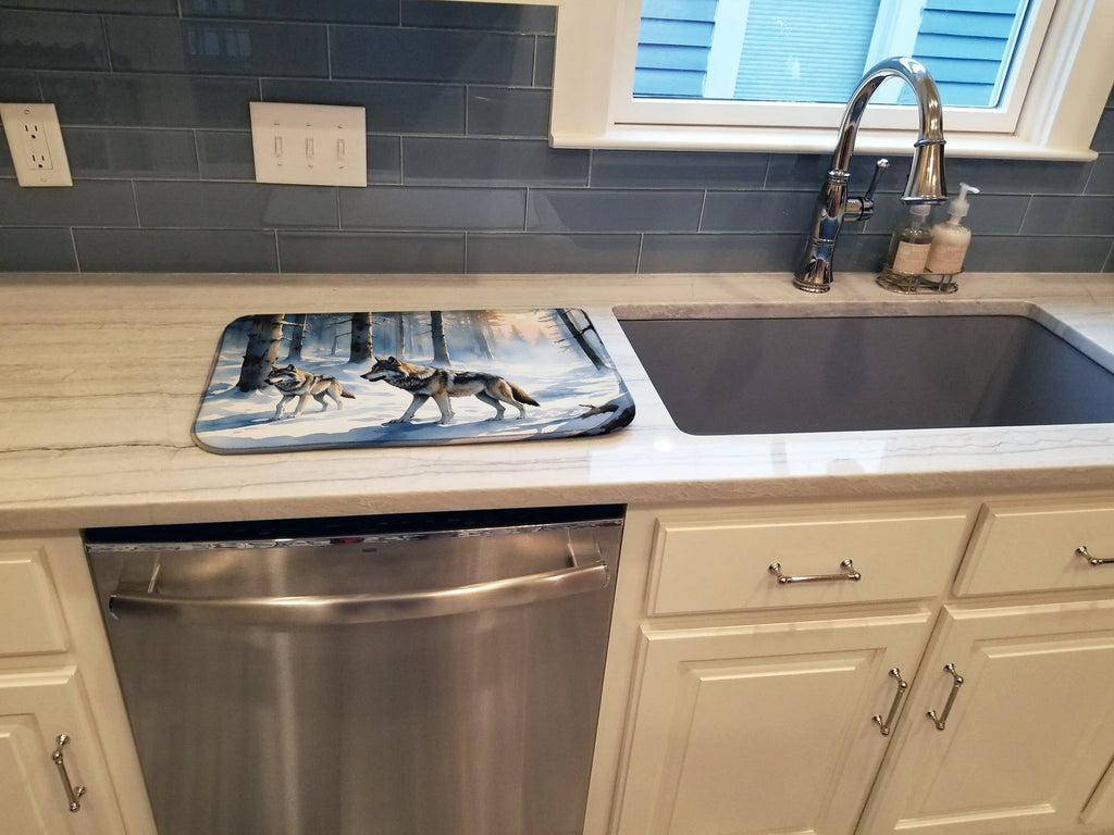 Winter Wolves Dish Drying Mat Absorbent Dish Drying Mat Pad for Kitchen Counter Dish Drainer Mat for Countertop, 14 x 21", Multicolor