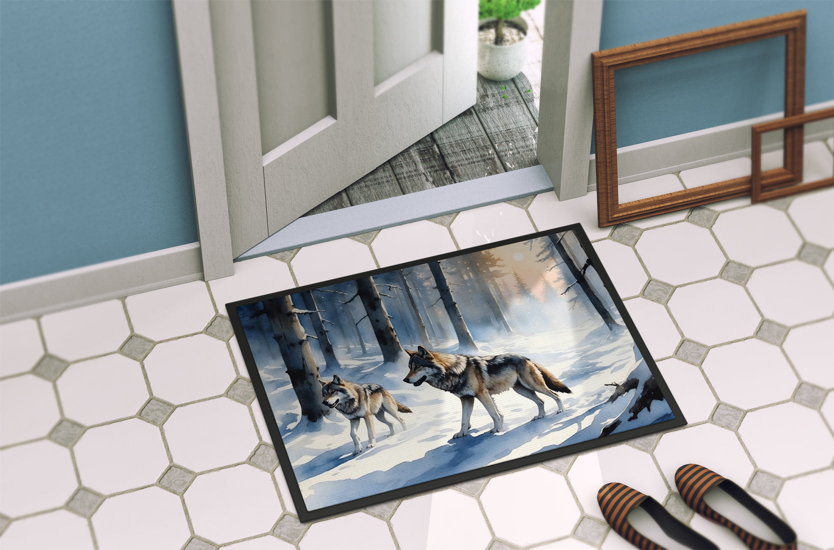 Winter Wolves Doormat Indoor Outdoor 18H X 27W Front Door Mat Rugs for Entryway, Non Slip Washable