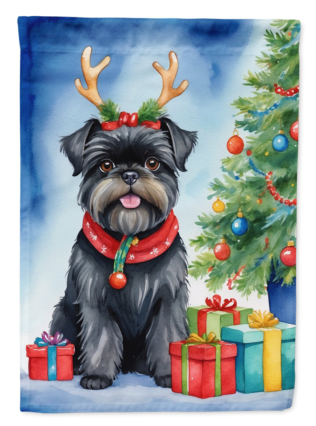 Affenpinscher Christmas Reindeer Garden Flag Mailbox Decorative Yard Banner Outside Patio Artwork for Flower Beds, Garden Size, Multicolor