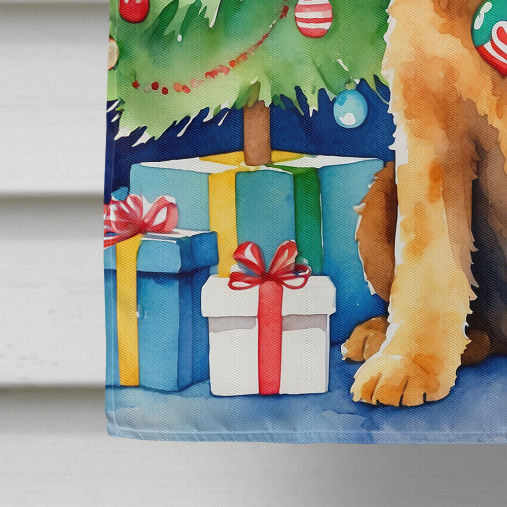 Airedale Terrier Christmas Reindeer House Flag 28x40 Porch Sleeve Pole Decorative Outside Yard Banner Artwork Wall Hanging, Polyester