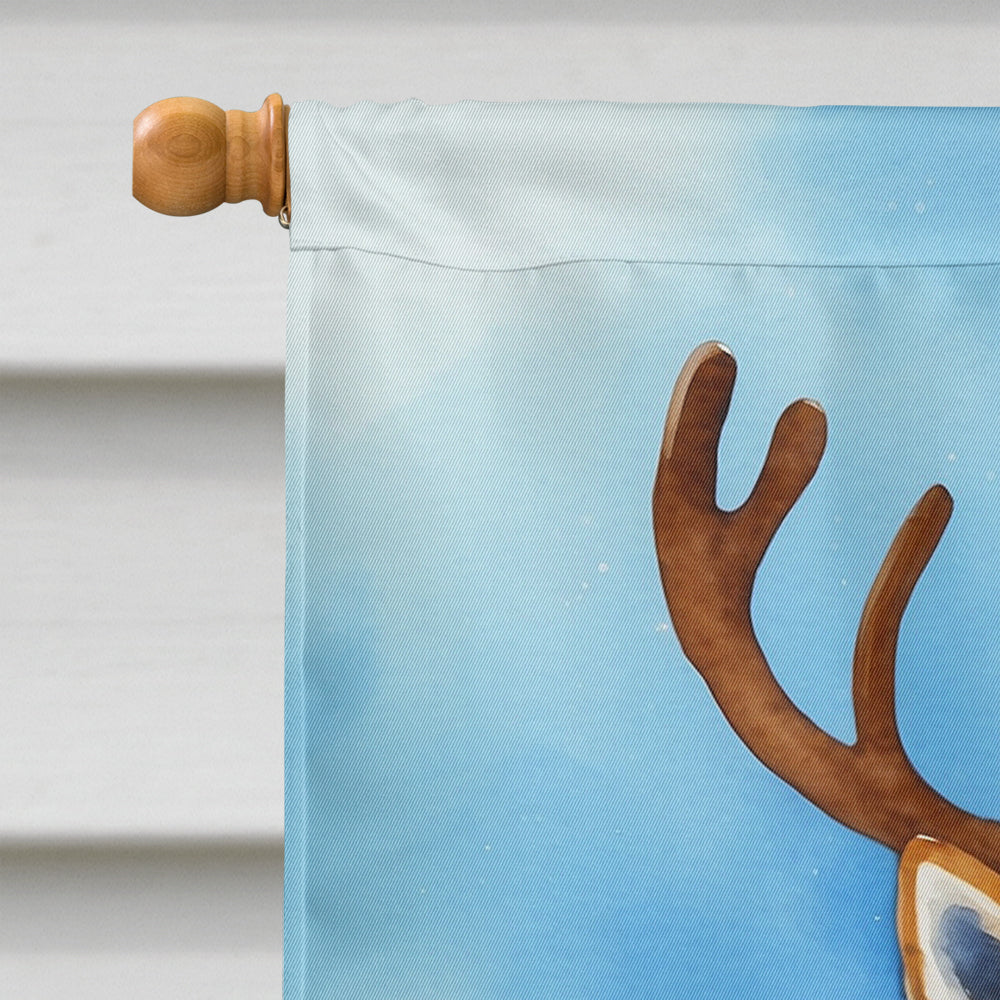 Akita Christmas Reindeer House Flag 28x40 Porch Sleeve Pole Decorative Outside Yard Banner Artwork Wall Hanging, Polyester