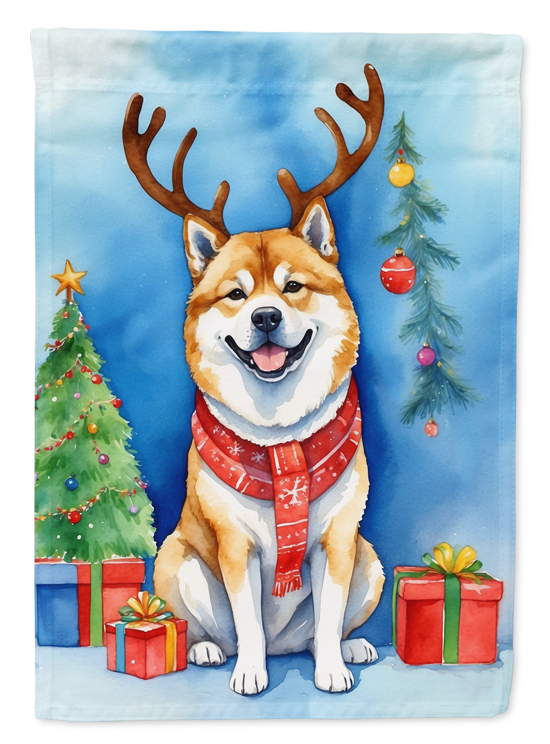 Akita Christmas Reindeer Garden Flag Mailbox Decorative Yard Banner Outside Patio Artwork for Flower Beds, Garden Size, Multicolor