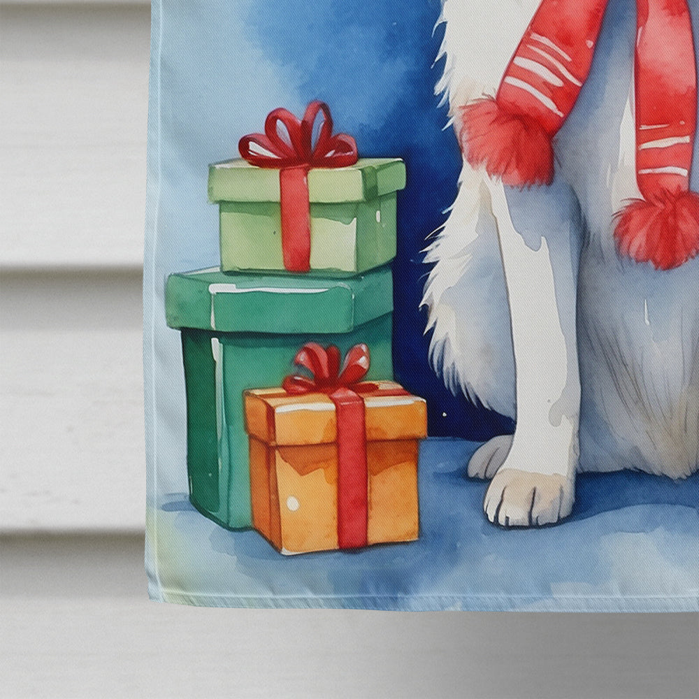 American Eskimo Christmas Reindeer House Flag 28x40 Porch Sleeve Pole Decorative Outside Yard Banner Artwork Wall Hanging, Polyester
