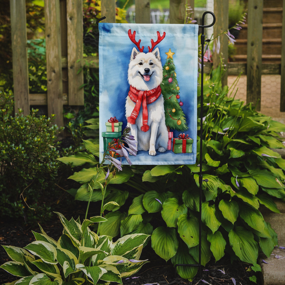 American Eskimo Christmas Reindeer Garden Flag Mailbox Decorative Yard Banner Outside Patio Artwork for Flower Beds, Garden Size, Multicolor