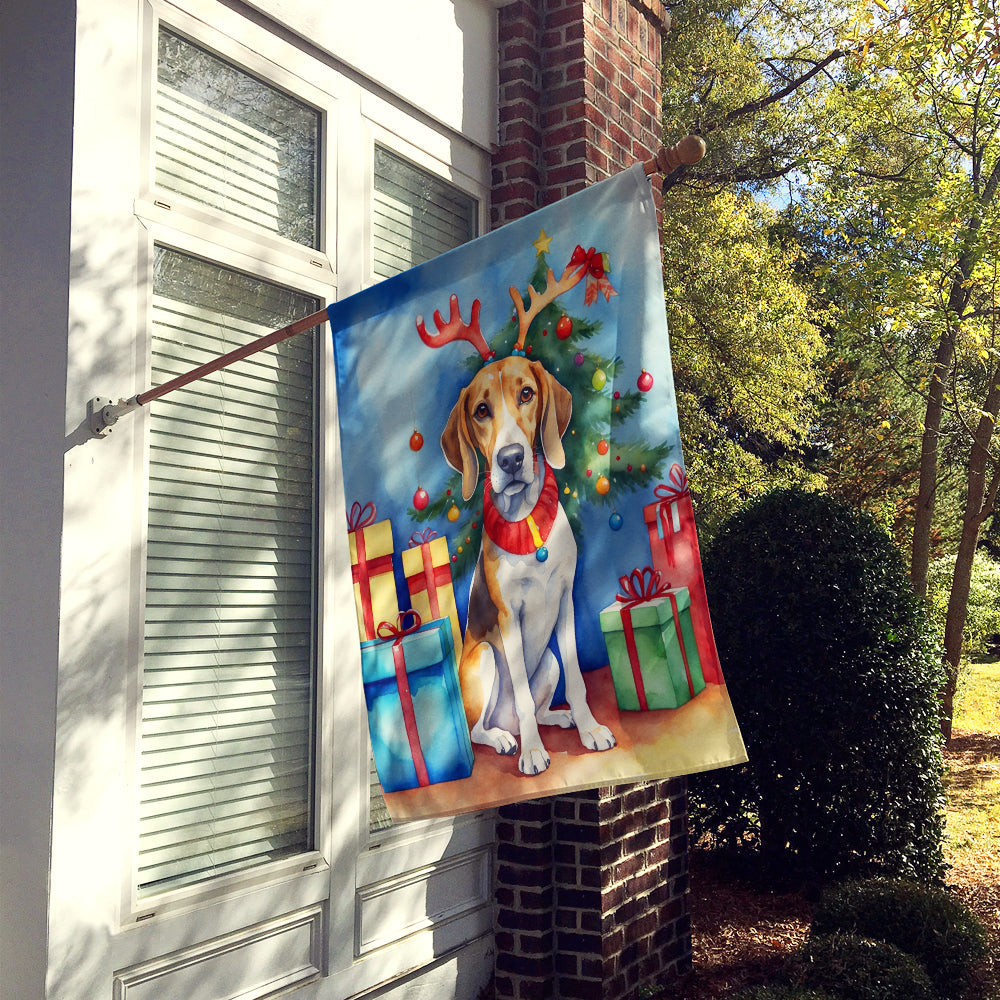 American Foxhound Christmas Reindeer House Flag 28x40 Porch Sleeve Pole Decorative Outside Yard Banner Artwork Wall Hanging, Polyester