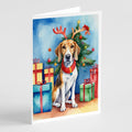 American Foxhound Christmas Reindeer Greeting Cards Pack of 8 Blank Cards with Envelopes Whimsical A7 Size 5x7