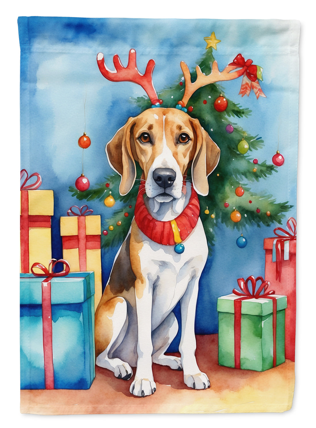 American Foxhound Christmas Reindeer Garden Flag Mailbox Decorative Yard Banner Outside Patio Artwork for Flower Beds, Garden Size, Multicolor