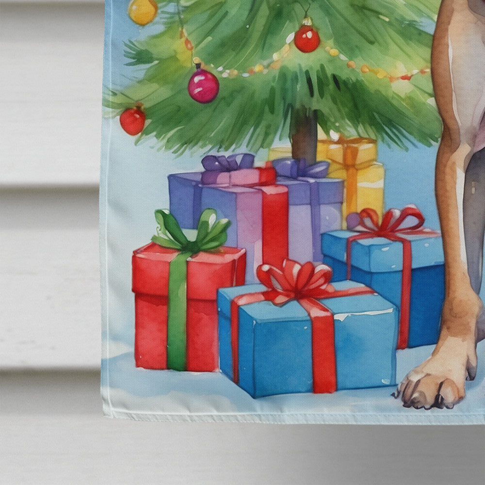 American Hairless Terrier Christmas Reindeer House Flag 28x40 Porch Sleeve Pole Decorative Outside Yard Banner Artwork Wall Hanging, Polyester