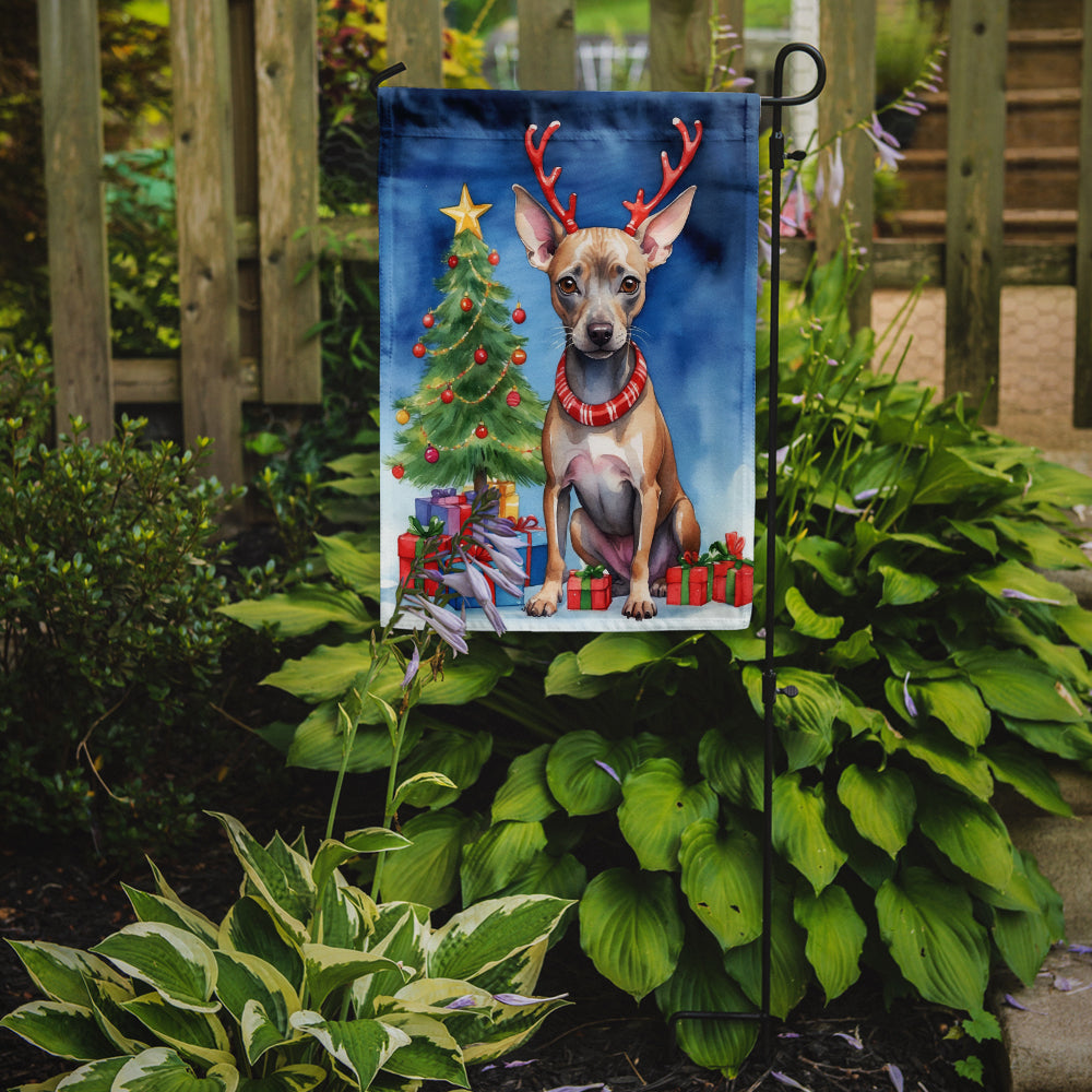 American Hairless Terrier Christmas Reindeer Garden Flag Mailbox Decorative Yard Banner Outside Patio Artwork for Flower Beds, Garden Size, Multicolor