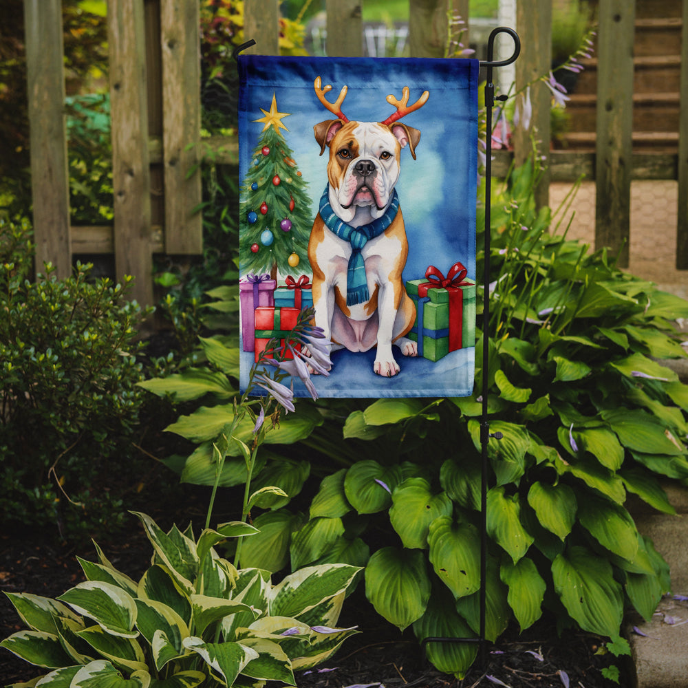 American Bulldog Christmas Reindeer Garden Flag Mailbox Decorative Yard Banner Outside Patio Artwork for Flower Beds, Garden Size, Multicolor