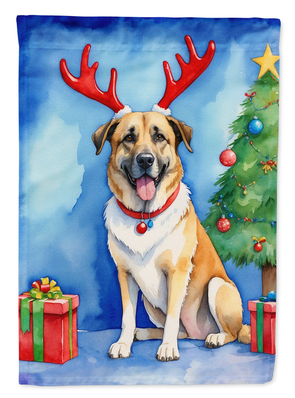 Anatolian Shepherd Dog Christmas Reindeer Garden Flag Mailbox Decorative Yard Banner Outside Patio Artwork for Flower Beds, Garden Size, Multicolor