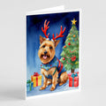 Australian Terrier Christmas Reindeer Greeting Cards Pack of 8 Blank Cards with Envelopes Whimsical A7 Size 5x7