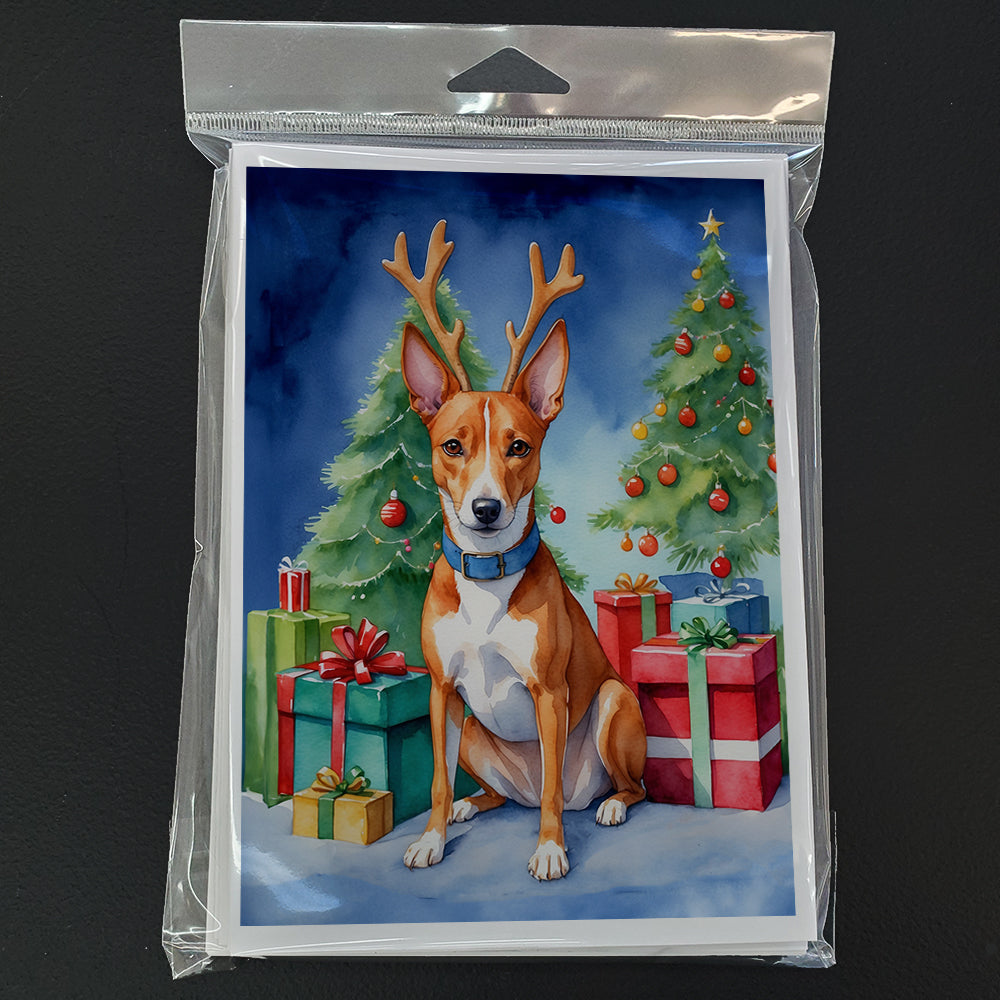 Basenji Christmas Reindeer Greeting Cards Pack of 8 Blank Cards with Envelopes Whimsical A7 Size 5x7