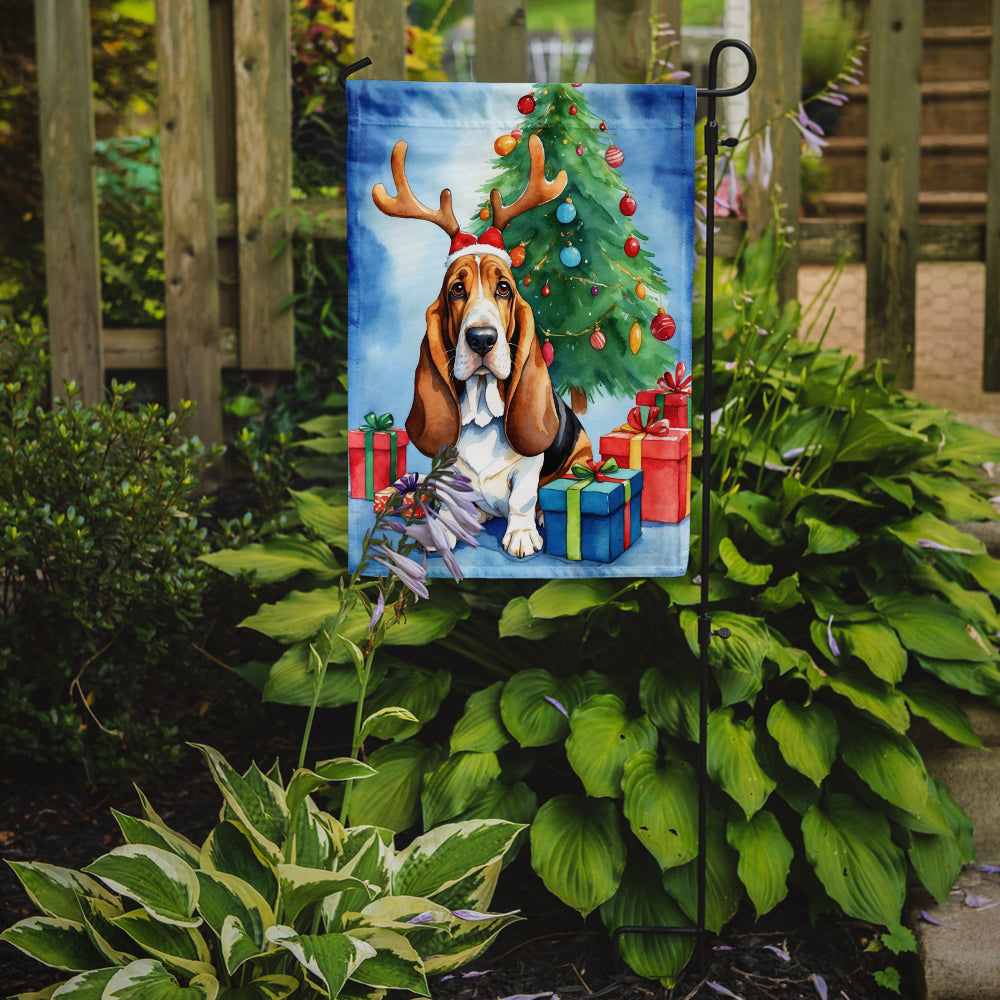 Basset Hound Christmas Reindeer Garden Flag Mailbox Decorative Yard Banner Outside Patio Artwork for Flower Beds, Garden Size, Multicolor